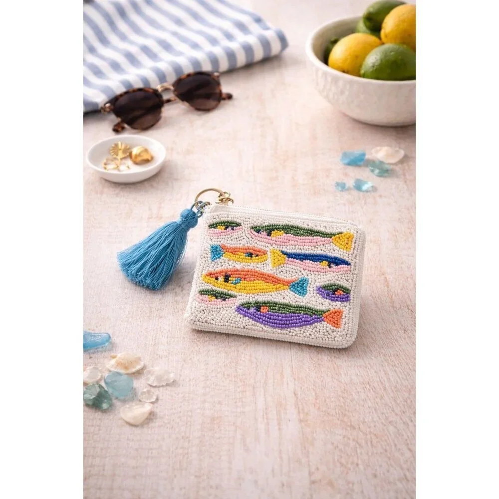 New Beaded Coin Purse Fish Sardine India Coin Purse Key Case